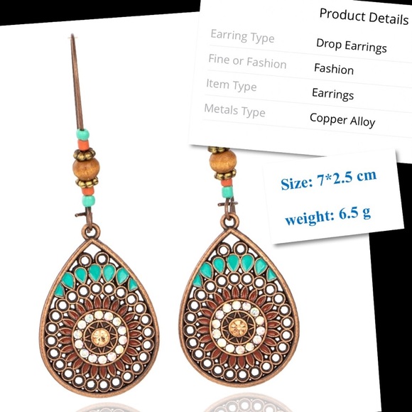 Boho Fall Dangle Drop Colorful Indian Earrings - Picture 8 of 8